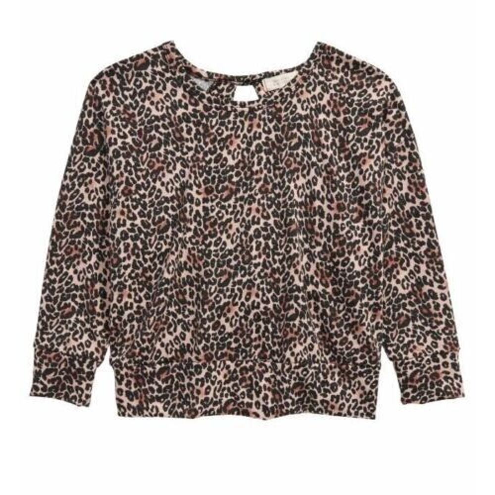 Walking On Sunshine Girls Twist Back Pullover In Leopard Pink Size 5 MSRP‎ $32